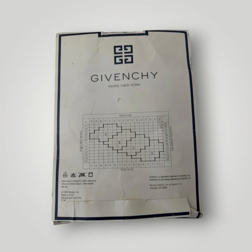 Givenchy Gala Decoratif Pantyhose B Black Shimmery Sheer Control Top Vintage 90s